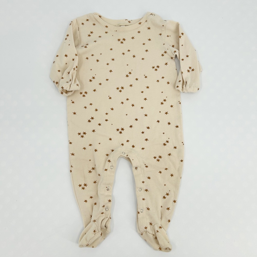 Rylee + Cru Baby Girls 100%‎ Cotton Star Print Footed Pajamas Size 12-18M Cream
